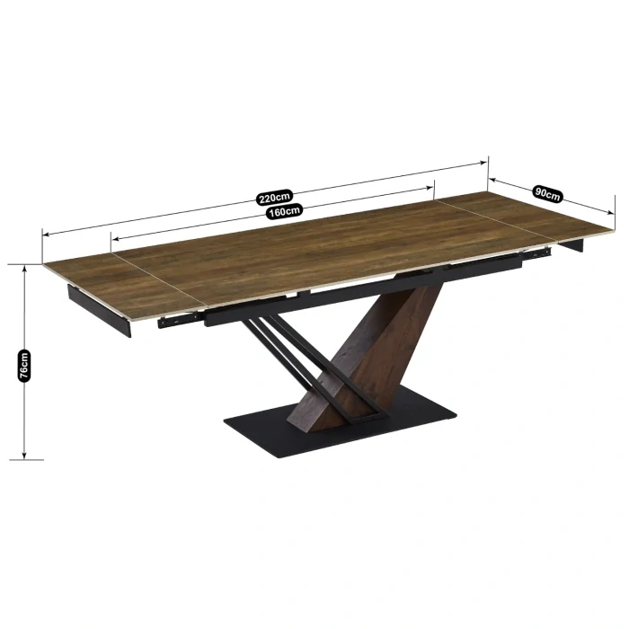 Stôl REX 160-220 cm tmavohnedý dub/čierny