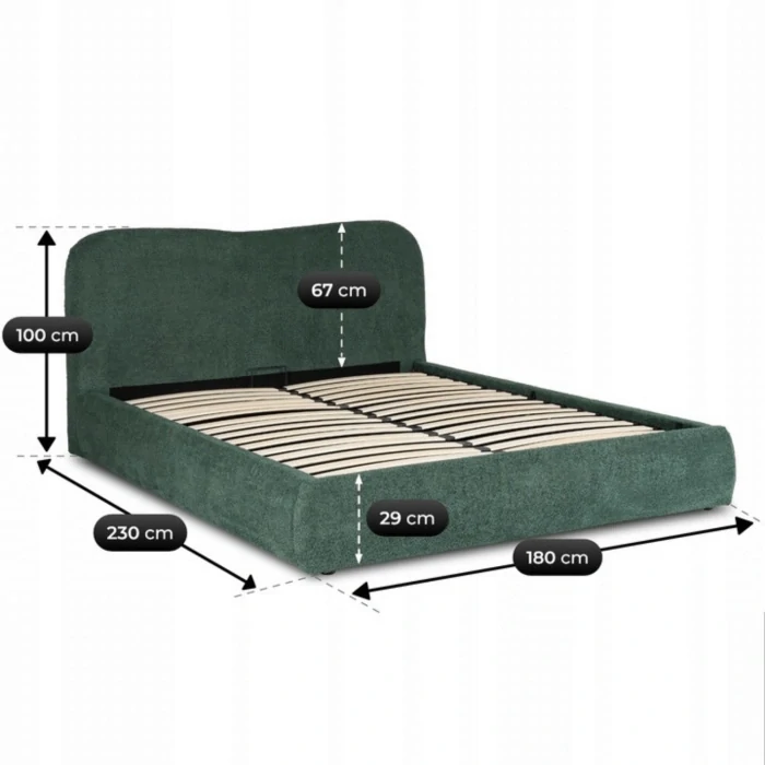 Posteľ 160x200 BRISTOL s úložným priestorom, zelená