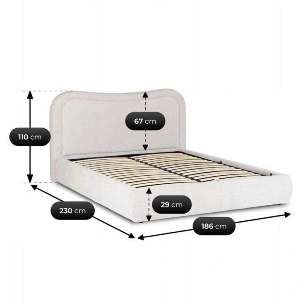 Posteľ HAGA 160x200 s úložným priestorom, krémová, Boucle