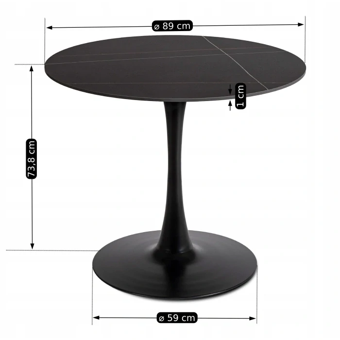 Stôl SANDER 90 cm, Čierny