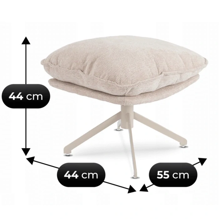 Otočné kreslo PASADENA s podnožkou, krémové