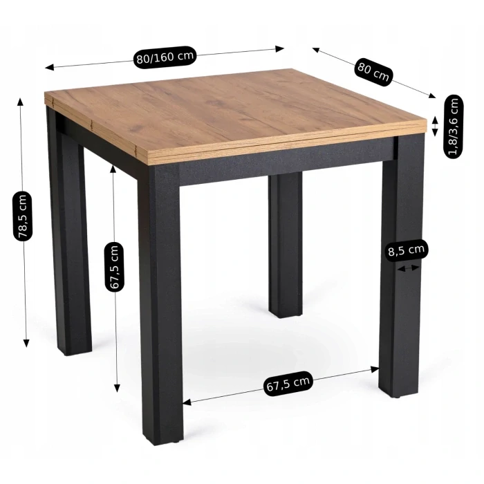 Rozkladací stôl MAX 80-160 cm dub CRAFT/čierny