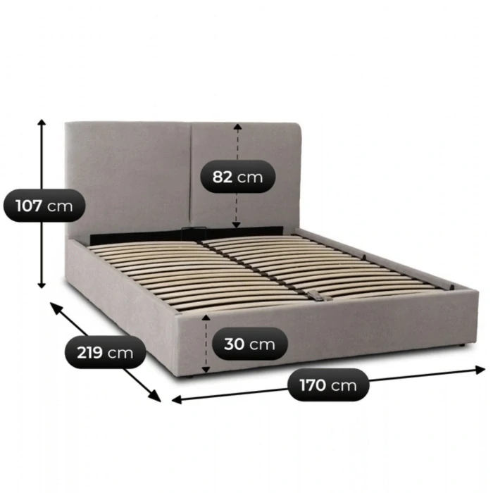 Posteľ MARSYLIA 160x200 s úložným priestorom, sivá