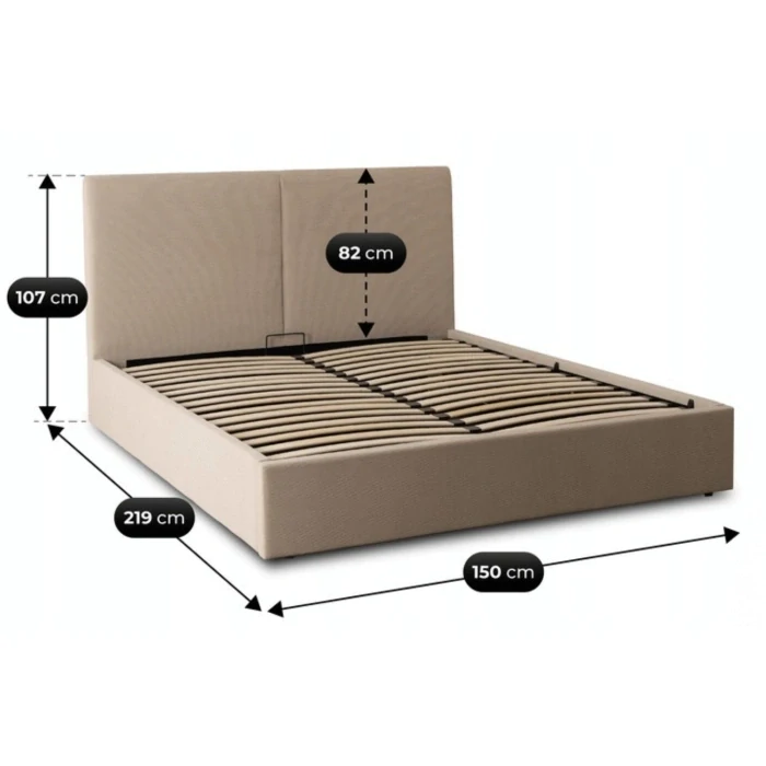 Posteľ MARSYLIA 140x200 s úložným priestorom, béžová