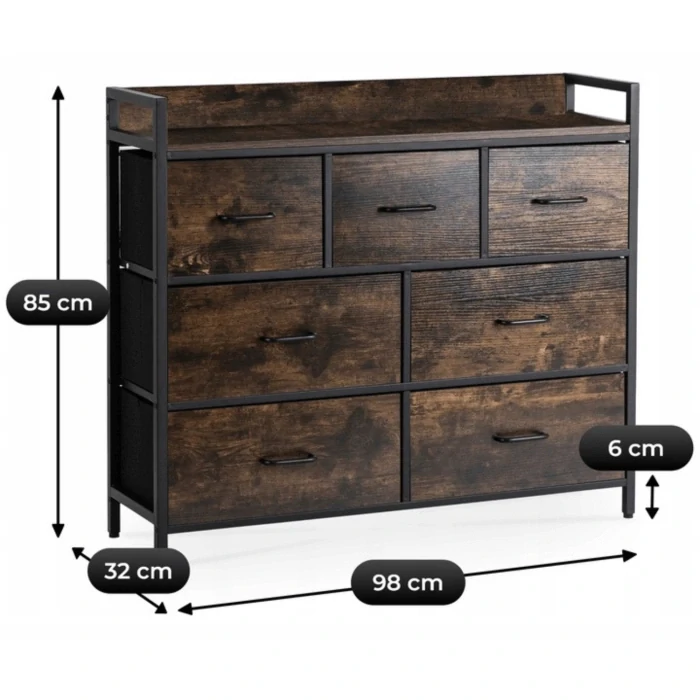 Komoda HUDSON 98 cm, rustikálny dub/čierna