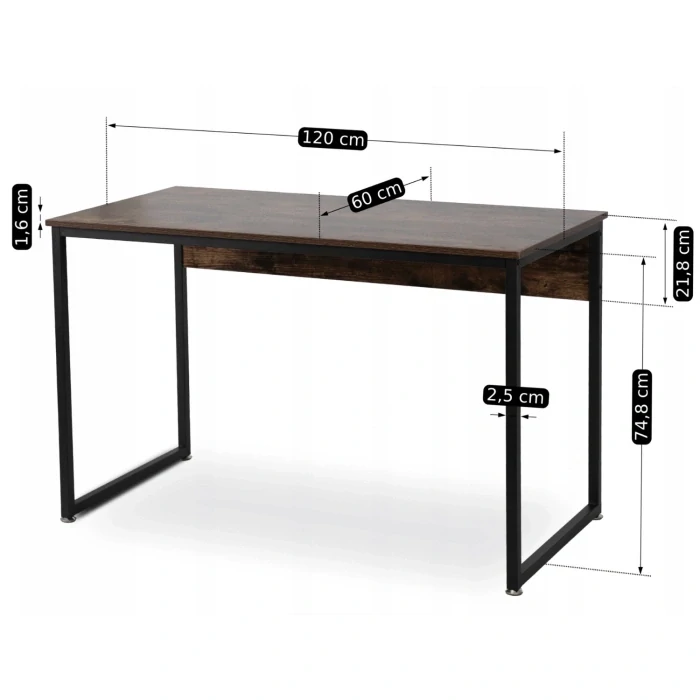 Kancelársky stôl ROSS 120 cm, Rustikálny dub/Čierny