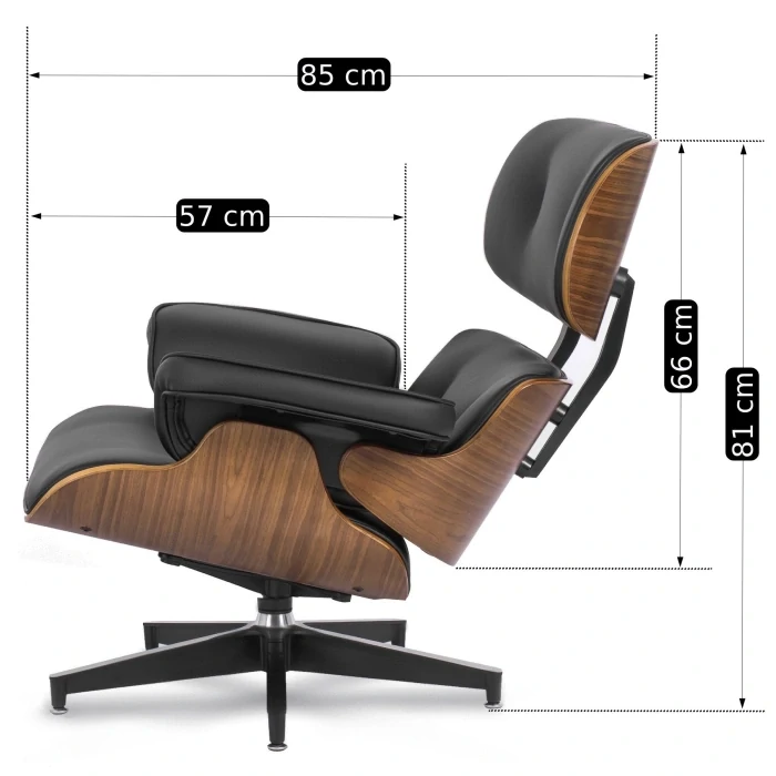 Kreslo s podnožkou PALERMO, čierna ekokoža