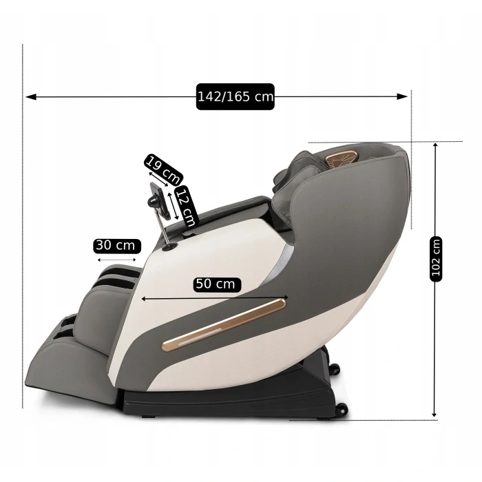 Masážne kreslo VX MAX, sivá ekokoža, anglické menu