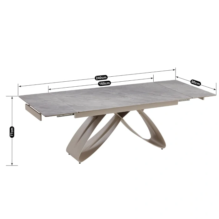 Stôl LUIGI  160-240 cm, sivý mramor/kašmír