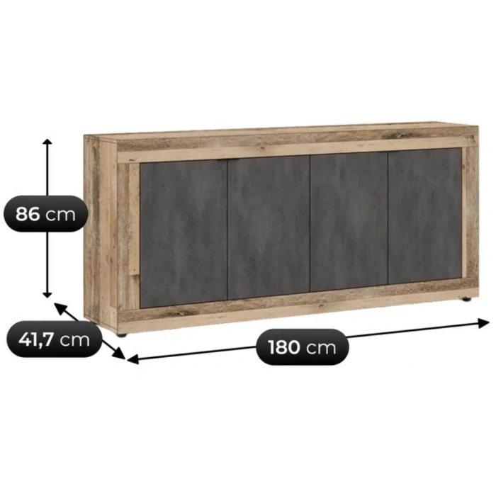Komoda BLAGO 180 cm, čierna/dub
