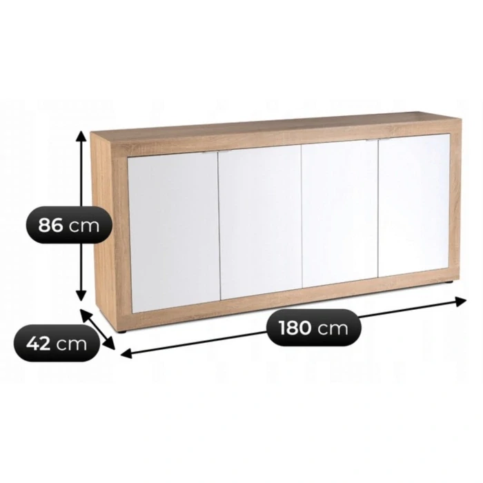 Komoda BLAGO 180 cm, dub sonoma/biela
