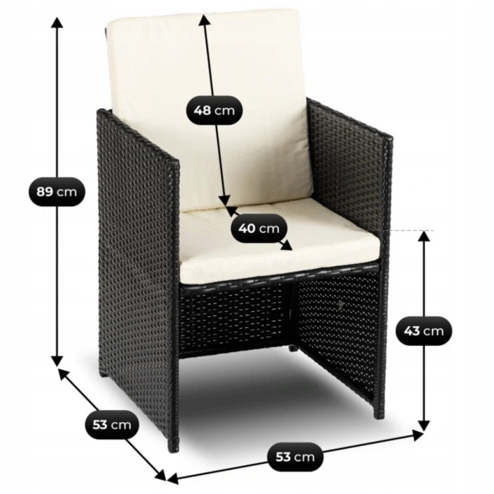 Záhradný nábytok BONITO, čierna/krémová