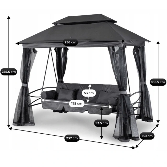 Záhradná hojdačka CARMEN, sivá/čierna