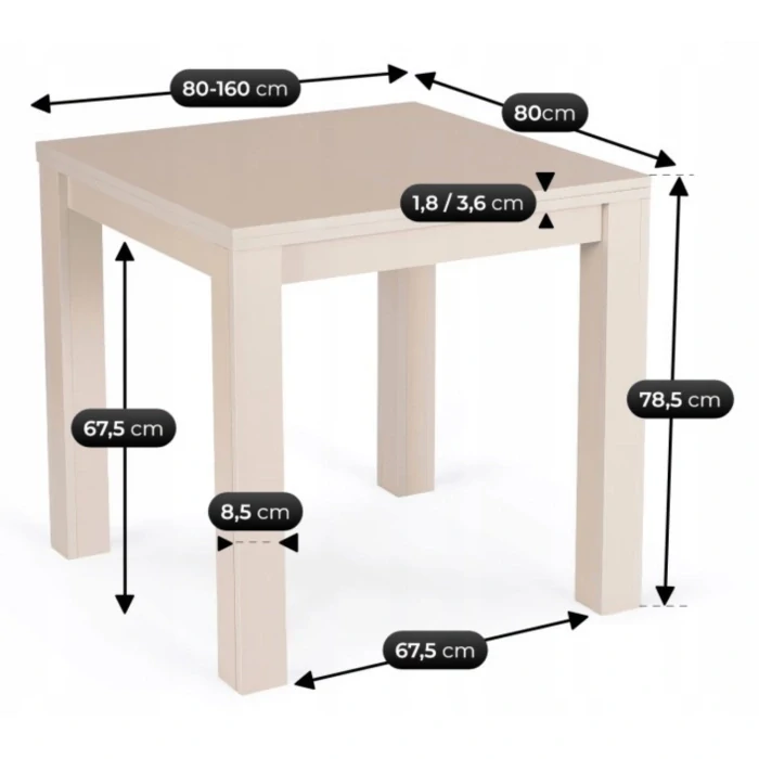 Rozkladací stôl  MAX 80-160 cm, makadamový orech