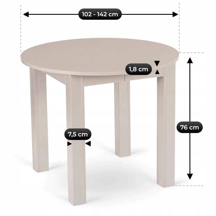 Stôl HARRY 102-142 cm, kašmír