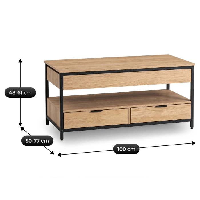 Konferenčný stolík LUCA 100 cm, dub/čierna