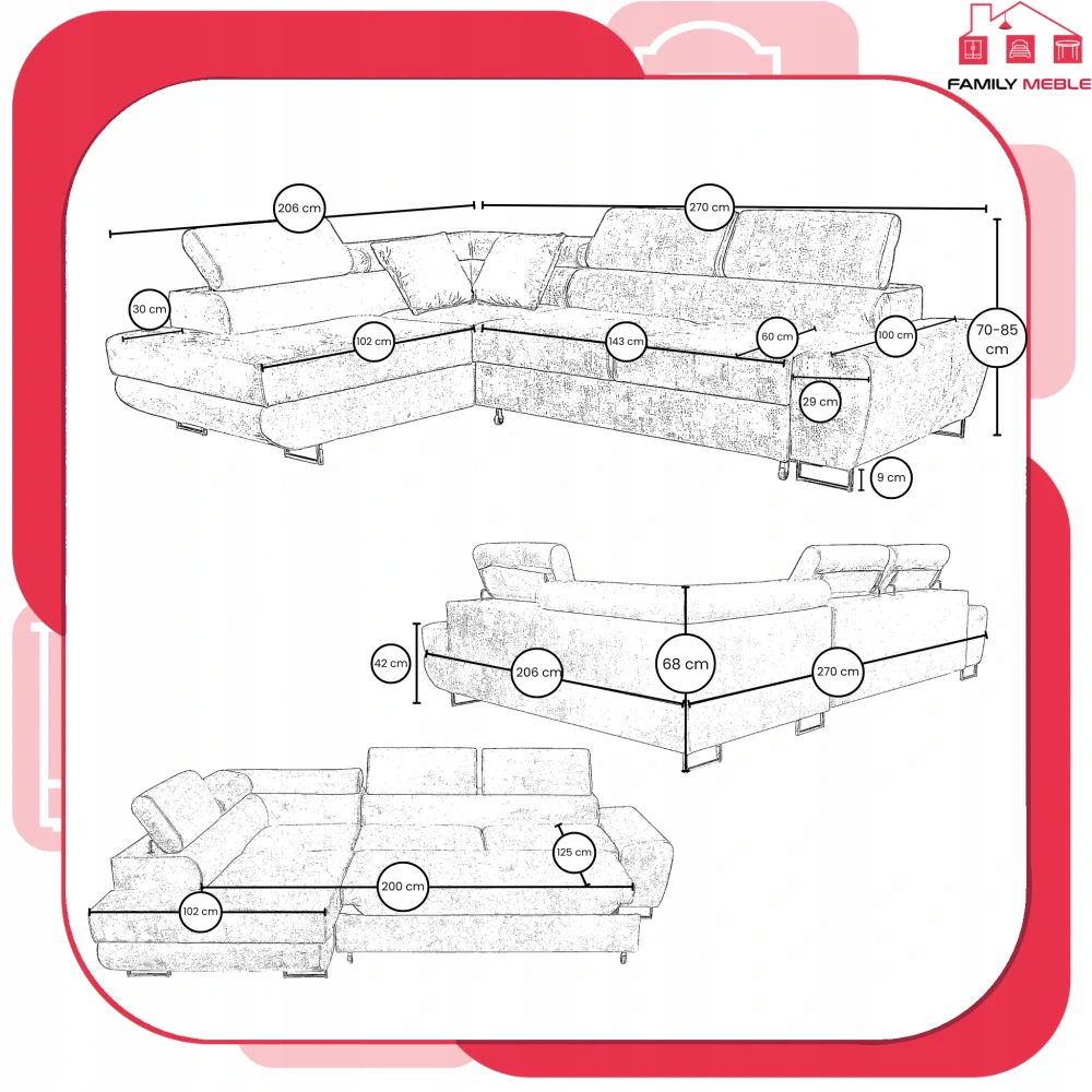 Rohová sedačka Manchester čierna 19