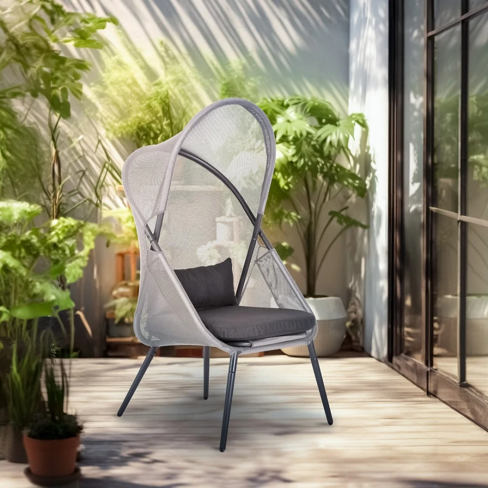 Oceľové rozkladacie kreslo s baldachýnom