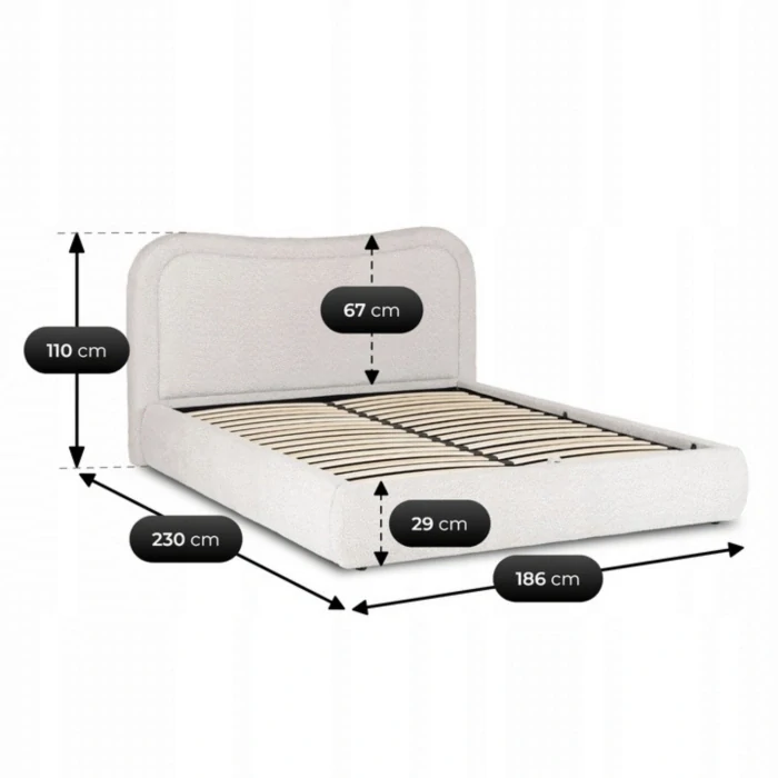 Posteľ HAGA 160x200 s úložným priestorom, krémová, Boucle 