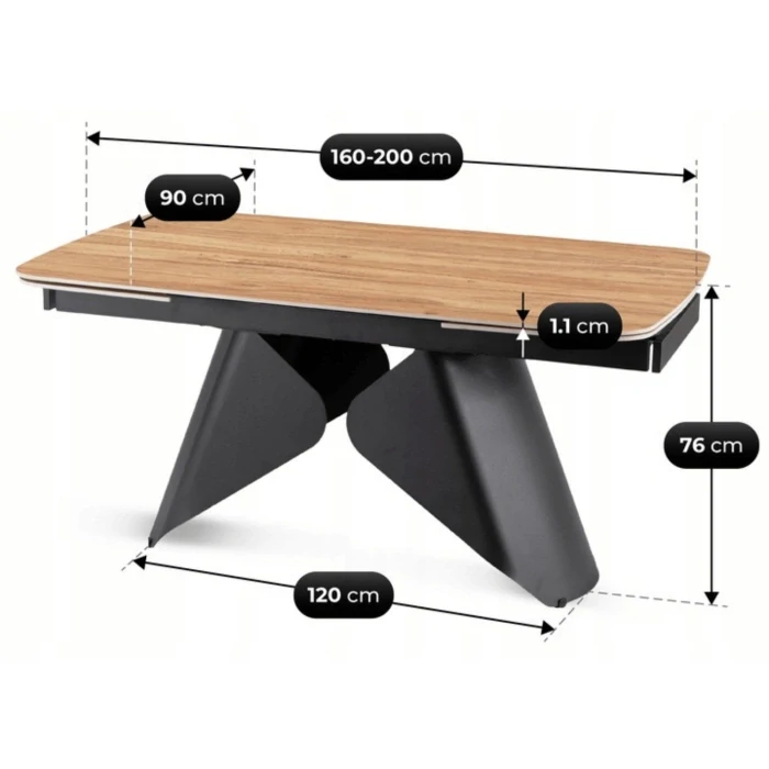 Rozkladací stôl VERONA 160-240 cm dub/čierna
