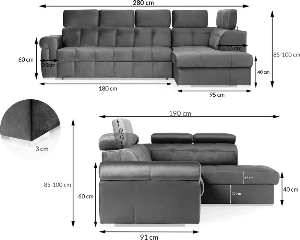 Sedačka JANA s úl. priestorom a rozkladom na objednávku Talianska koža