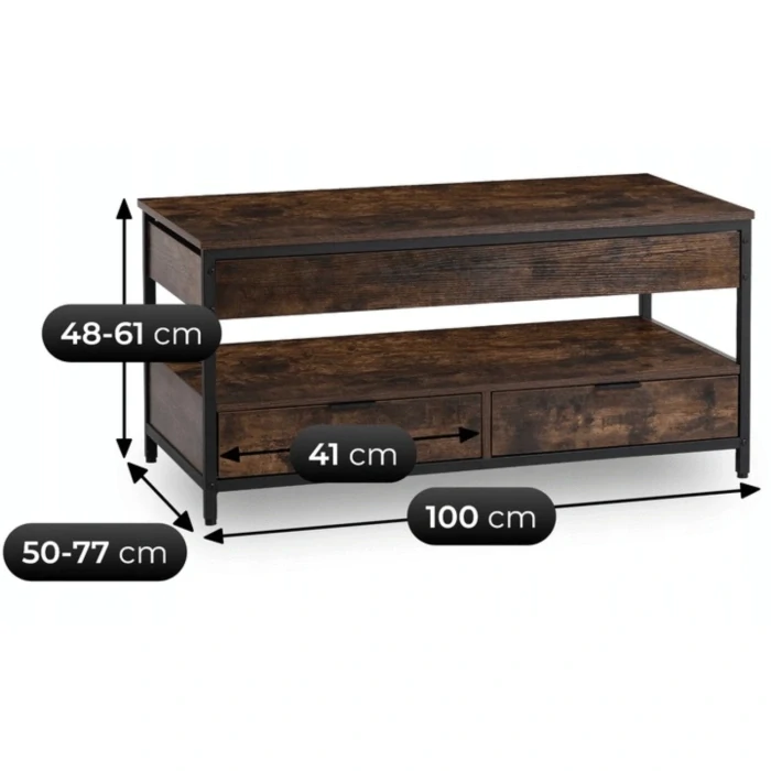Konferenčný stolík LUCA 100 cm, rustikálny dub/čierna