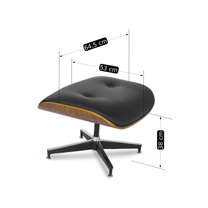 Kreslo s podnožkou PALERMO, čierna ekokoža