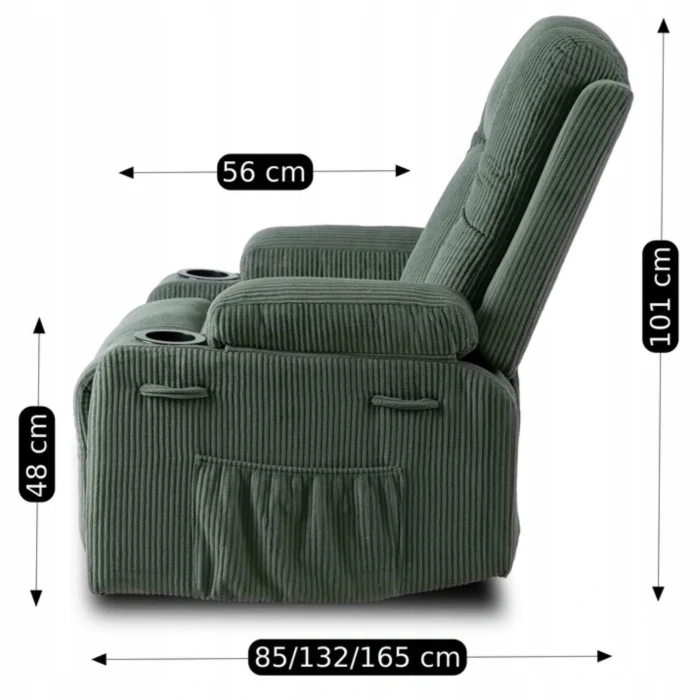 Masážne kreslo BOX, zelené, manšester