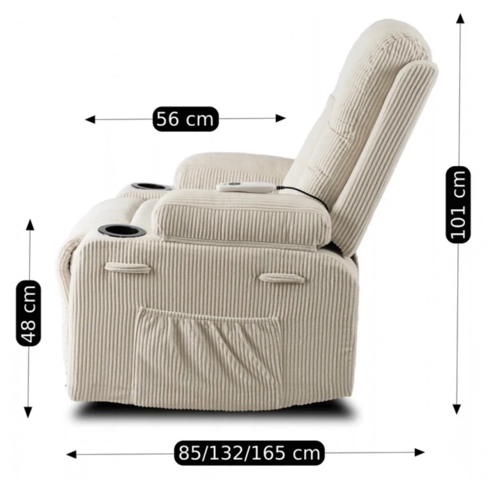 Masážne kreslo BOX, béžové, manšestrové