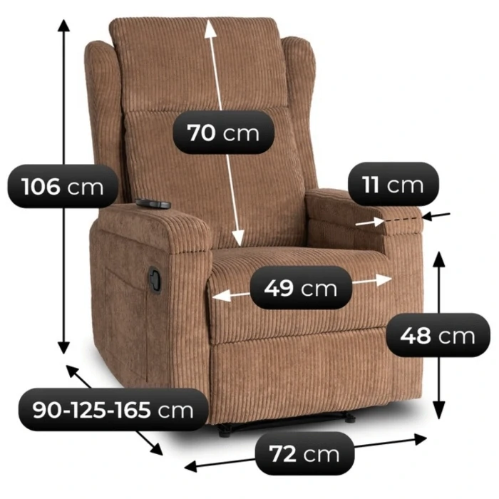 Masážne kreslo SEBASTIAN, hnedé, menčester