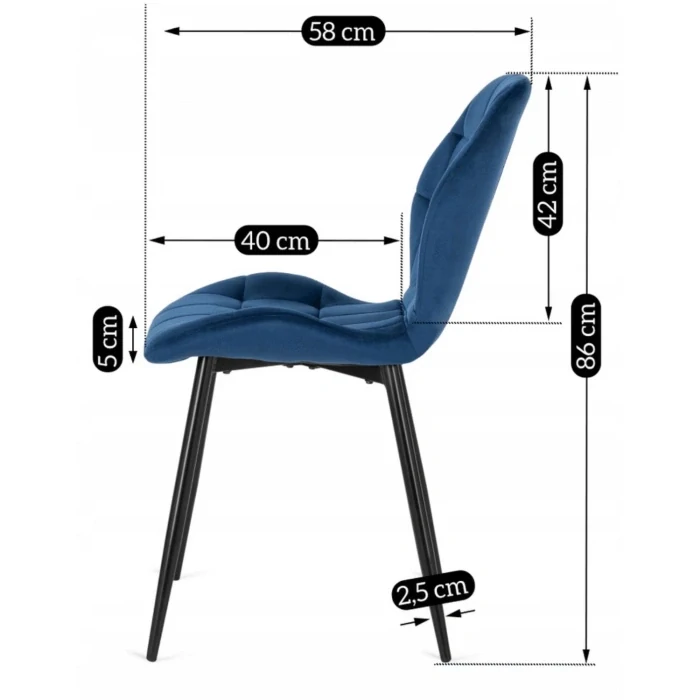 Zostava stôl CLARK 120-160 cm čierny lesk + 4x stolička LUCKY námornícka modrá