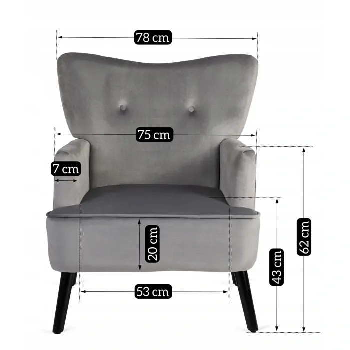 Kreslo BUNNY, sivé