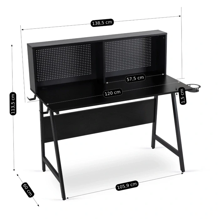 Herný stôl ROLL Gamer 138,5 cm čierny