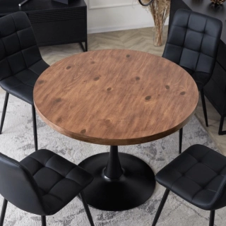 Stôl LINO 100 cm, Rustikálny dub/čierna 