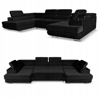 Účko -veľká sedačka Bosso čierna velúr New velo z kolekcie Manchester  