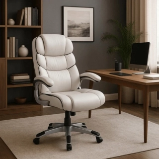 Otočná stolička LIVERPOOL, biela, ekokoža