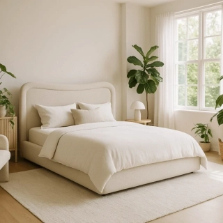 Posteľ HAGA 160x200 s úložným priestorom, krémová, Boucle