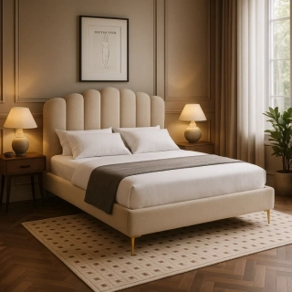 Posteľ GEMINI 160x200, Béžová, boucle