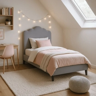 Posteľ CRATER 90x200 sivá, zamat