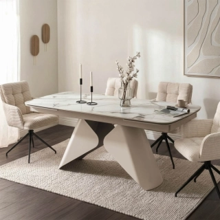 Rozkladací stôl VERONA 160-240 cm biely mramor/kašmír