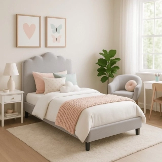 Posteľ CRATER 90x200, sivá, látka