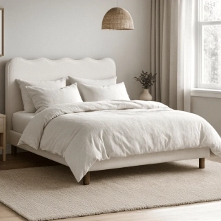 Posteľ 160x200 IZMIR, krémová, boucle