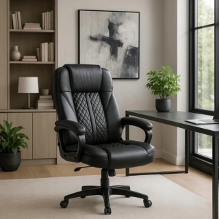 Otočná stolička PHONIX, čierna, ekokoža