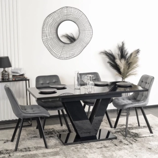 Stôl CLARK 120-160 cm, čierny lesk