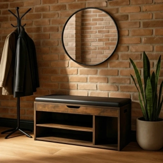 Botník ALEC 100 cm, rustikálny dub/čierna