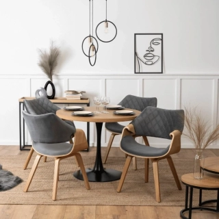 Stolička LUISE, sivá/zlatý dub