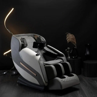 Masážne kreslo VX MAX, sivá ekokoža, anglické menu