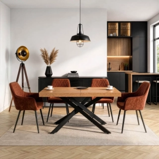 Stôl HAMPTON 160-240 cm, zlatý dub/čierna