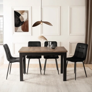 Stôl SKUBI 120-160 cm orech/čierna