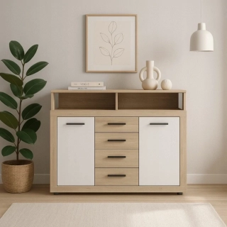 Komoda BLAGO MIDI B 119,5 cm, dub sonoma/biela